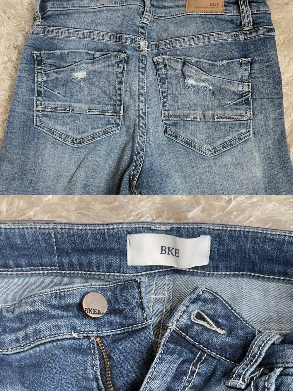 Distressed BKE Bermuda Denim Jorts‎ Shorts Victoria Medium Wash Y2K 27